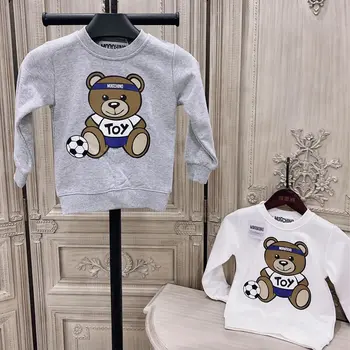 Modes Ģimenes Saskaņojot Tērpiem Rudens Ziemas Bērni Džemperis ar garām Piedurknēm T-krekls Mātes-bērna Uzvalks Karikatūra Lācis Kokvilnas Džemperis