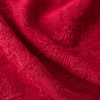 Modes žakarda no kokvilnas un lina raibs audums Indijas Ziedu Izšuvumi Rudens Ziemas lina auduma Virsdrēbes audums