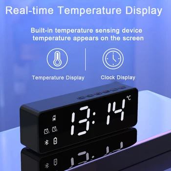 Modinātājs LED Digitālais Pulkstenis Balss Kontroles Atlikšanas Laiku Temperatūras Displejs Nakts Režīms Ar FM Radio Bezvadu Mini Portatīvo
