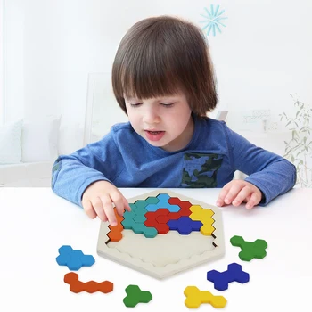 Montessori Puzzle Rotaļlietas, Koka Tangram Jigsaw Smadzeņu Spēle Puzzle Bloki Pirmsskolas Bērnu Izglītības Rotaļlietas, Bērnu Dāvanas