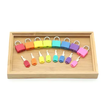 Montessori Slēdzenes un Atslēgas ar Bambusa Paplātes Praktiskās Dzīves Materiāls Izglītojošas Rotaļlietas Bērniem Agrīnā Mācību līdzekļu MD1564H