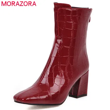 MORAZORA 2020 plus lieluma 48 sievietes potītes zābaki zip kvadrātveida kājām rudens ziemas zābaciņi klasiskās augstpapēžu kurpes, kleitu puse kurpes sieviete