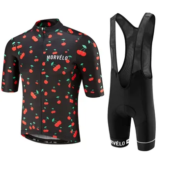 Morvelo riteņbraukšana jersey uzvalks uniforme de ciclismo hombre vasaras īsām piedurknēm džersija bikses, kombinezoni ar krūšdaļu uzstādīt maillot road bike apģērbu komplektu