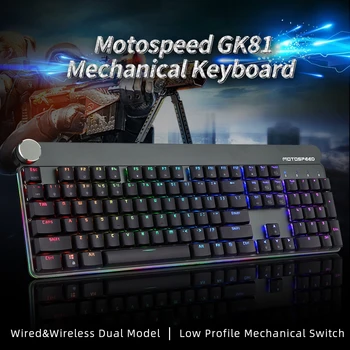 Motospeed GK81 2.4 GHz Bezvadu Mehāniskā Tastatūra 104 Taustiņu Spēļu Klaviatūra RGB Apgaismojums Datoru, Klēpjdatoru krievu spāņu