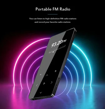 MP4 Atskaņotājs ar Bluetooth Skaļruni, Pieskarieties taustiņu, iebūvēta 8GB 16GB HiFi Portable Pleijeris ar FM Radio Ierakstīšana Mūzikas Atskaņotājs