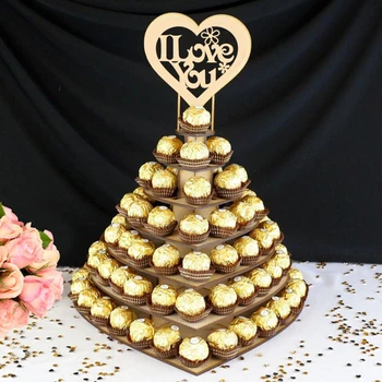 Mr & Mrs / Es Mīlu Jūs Koka Šokolādes Konfektes Sirds Kāzu Centrālais Displejs Stāvēt Turētājs Kāzu Dekorēšana Galda Dekori