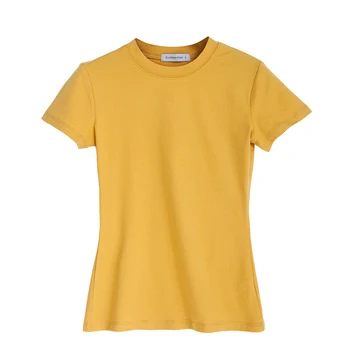 MRMT ir 2021. Zīmolu Vasaras Jauno Sieviešu T Krekls Pusi-augstu uzrullētu apkakli Īss SleeveT-krekls Sieviešu Kokvilnas Saspringts tīrtoņa Krāsu Topi Tshirt