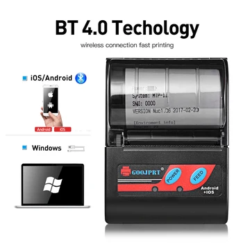 MTP-2 58mm Mini bluetooth Themal Printeri Portatīvie Bezvadu Siltuma Saņemšanas Printeris Piemērots Android, iOS, Windows