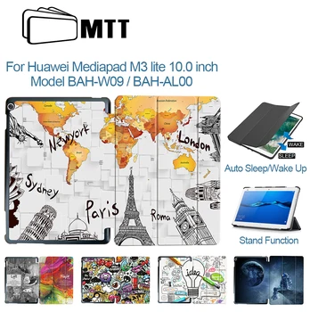 MTT Par Huawei MediaPad M3 Lite 10.0 collu Aizsardzības Apvalks, PU Leather Flip Stends Smart Planšetdatora Gadījumā 10.1
