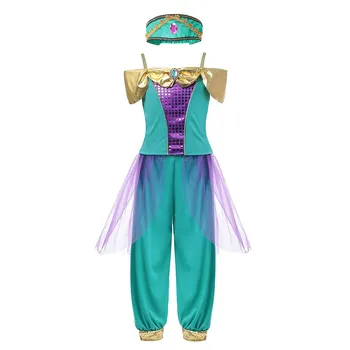 MUABABY Arābijas Princese Saģērbt Meitene Aladdin Iedomātā Kostīms Bērniem Fotogrāfija Halloween Puse Apģērbs Apģērbs