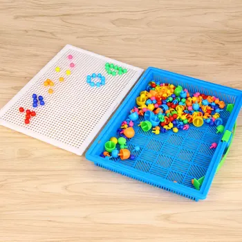 Muitošanas 296Pcs 3D Sēņu Nagu Komplekts Puzzle Rotaļlieta Bērniem DIY Mozaīkas Attēlu Intelektuālā Spēle Sākumā Izglītības Rotaļlieta Bērniem