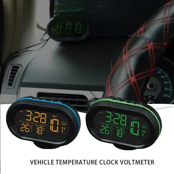 Multi-function Auto, Temperatūra, Pulkstenis, Voltmetrs Auto Termometrs Elektronisko Pulksteni Auto Nakts Gaisma Pulkstenis Piederumi