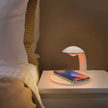 Multi-funkciju bezvadu lādētāju 10W touch LED siltās gaismas bezvadu bāzes RGB krāsu mainās garastāvoklis acu gaisma, galda lampa