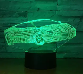 Multi Krāsu 3D Auto Nakts Lampas Akrila Paneli, Auto Formas LED Gaismas ar 7 Krāsas Maiņa Pieskarieties vai Tālvadības Piliens Kuģis