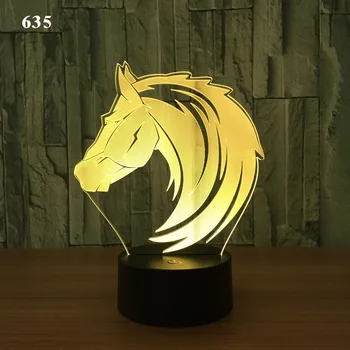 Multi Zirgu 3D Nakts Lampas Akrila Lāzera Stereo Ilūziju 7/16 Krāsas Suvenīru Dāvanas, Skaistas Guļamistabas Apgaismojums