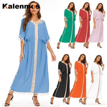 Musulmaņu Kaftan Abaya Hijab Kleita Sievietēm Ramadāna Islāma Marokas Vaļīgas Drēbes Jilbab Maxi Puse Vestido Caftan Turcija Musulman Dubai