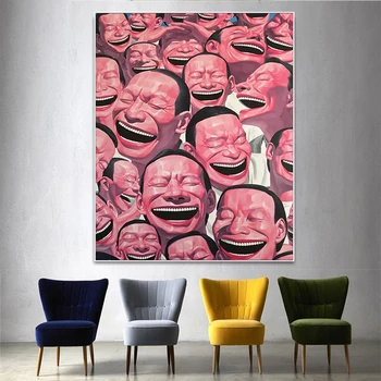MUTU Sienas, mākslas Plakāti Attēls Krāsošana Yue Minjun Smejoties Cilvēks Modemu Mājas Izrotā Audekls Gleznas Dzīvojamā Istaba Bez Rāmja