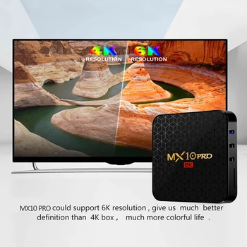 MX10 PRO 6K Android 9.0 Smart TV Kastē Allwinner H6 Quad Core, 4 GB RAM, 64 GB ROM USB3.0 WIFI 3D 6K UHD H. 265 HDR PK T95 MAX Q Plus