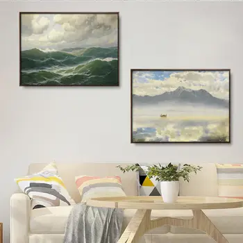 Mājas Apdare Drukāt Audekla Sienas Māksla PicturePaintings Horizontāla Taisnstūra, Eļļa, bez rāmja Rasējumu Jahtu uz jūru