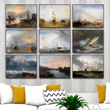 Mājas Dekorēšanas Māksla Sienas, Attēlus No Dzīvo Istabā, Plakātu Druka Kanvas Gleznas Britu Joseph Mallord William Turner kuģis 1