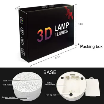 Mājas, Guļamistabas LED Nakts Gaisma 3D Dinozauru Luminiscējošas Lampas Optiskā Ilūzija Galda Nakts Gaisma Ar 7 Krāsu Maiņa Lampas