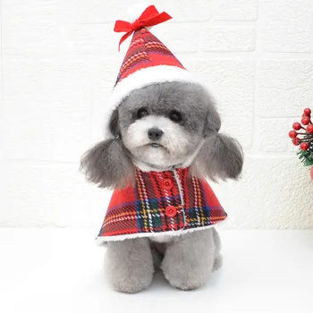 Mājdzīvnieku preces, Suņu drēbes pet svētku drēbes suns auduma Ziemassvētku drēbes Ziemassvētku puse ar hatswinter silts Teddy Baume