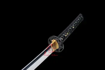 Māla rūdīts japāņu samuraju katana UNOKUBI-ZUKURI priede, tsuba asmeni asu zobenu
