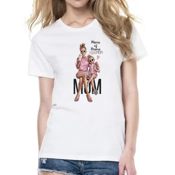 Mātes Mīlestības T-krekli, Sieviešu Mamma un Duaghter Balts T-krekls Vasaras Īsām Piedurknēm, Sieviešu T-krekli Top 2019 Vogue T Krekls