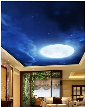 Mēness nakts debesis, griesti, Sienas, 3d tapetes-3d sienas dokumentus tv fons griesti Mājas Apdare