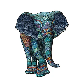 Mīklas 125pcs Dzīvnieku Zilonis Jigsaw Cilšu Koka Puzzle Unikālas Formas Gabals Dzīvnieku Mīklas, Pieaugušo Un Bērnu Pieminētu