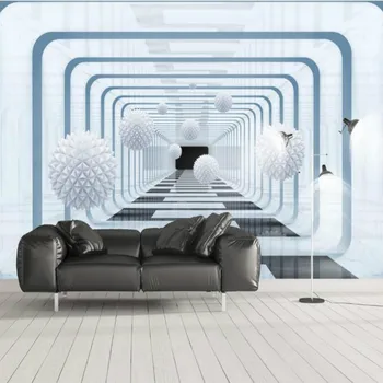 Mūsdienu Abstraktās Ģeometriskās 3D-trīsdimensiju Tehnoloģijas Tuneļa Telpu sienas Sienas Tapetes Dzīvojamā Istaba Studio tapešu 3D