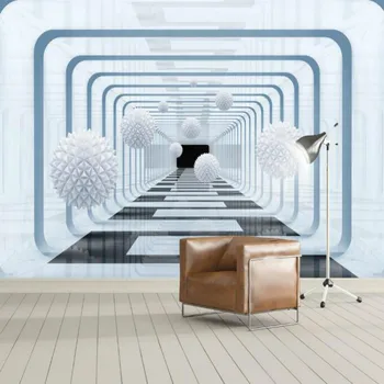 Mūsdienu Abstraktās Ģeometriskās 3D-trīsdimensiju Tehnoloģijas Tuneļa Telpu sienas Sienas Tapetes Dzīvojamā Istaba Studio tapešu 3D