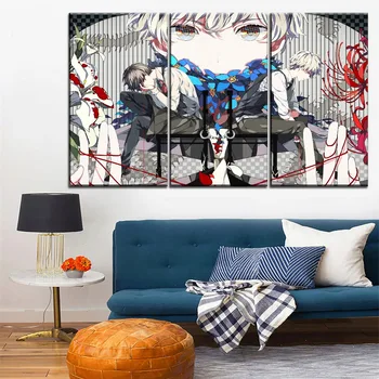Mūsdienu Audekls Mākslas Glezniecības Dekoru Kadru Rezervēšana Tipa 3 Gab Haise Sasaki Un Ken Kaneki Tokijas Anime Vampīrs Attēlu Mājas Sienas Dekori