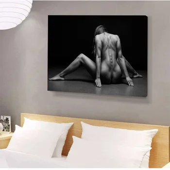 Mūsdienu Cilvēka Ķermeņa Mākslas Sexy Sieviete Pliks Eļļas Glezna Melna Fona Izdrukas, Plakāti, Kanvas Glezna, Plakāts Hotel Sienas Attēlu