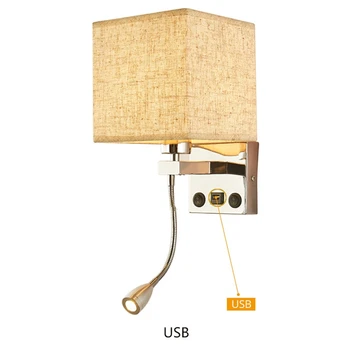 Mūsdienu Iekštelpu LED Sienas Lampa, Gultas, Guļamistabas Aplikācijas Sconce ar Slēdzi USB Interjera Home Hotel Sienas lampas(Bez Spuldzes)