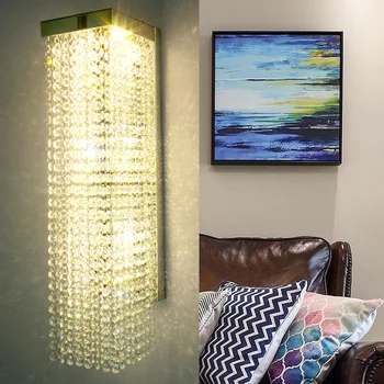 Mūsdienu kristāla sienas lampas dzīvojamā istabā gaismu guļamistabas gultas sienas sconce restorāns vieglo apģērbu veikals, viesnīca kristāla sienas lampas