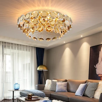 Mūsdienu LED kristāla lustra luksusa zelta spīdumi cristal abažūrs, lai dzīvojamā istabā, guļamistabā karājās griestu lampa
