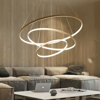Mūsdienu Led Lustras Gredzeni Apli Griestiem uzstādīts LED Lustras Apgaismojums Dzīvojamā istabā, Ēdamistabas Virtuves Black&White Gold