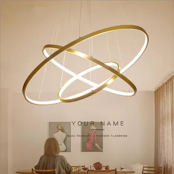 Mūsdienu Led Lustras Gredzeni Apli Griestiem uzstādīts LED Lustras Apgaismojums Dzīvojamā istabā, Ēdamistabas Virtuves Black&White Gold