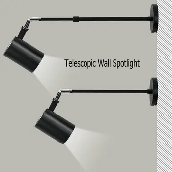 Mūsdienu LED Pagarināt Teleskopiskie Sienas Lampas Alumīnija Brā Balts Melns Ilgi Roku Wall Spot light Krāsošanas Attēlu Gallary
