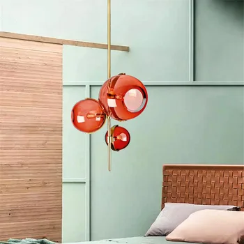 Mūsdienu LED Stikla Piekariņu gaismas Mākslas Radošo Red Stikla Kulons lampas Dzīvojamā istabā, ēdamistabā, virtuvē karājas lampas, Dekori Aprīkojums