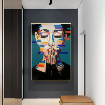 Mūsdienu Modes Sieviešu Plakātu Krāsains Abstraktā Audekls Gleznošanai Ziemeļvalstīm Sienas Art Print Picture Dzīvojamā Istaba Mājas Apdare