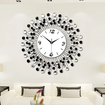 Mūsdienu radošā dzīvojamās istabas sienas pulkstenis Čuguna mākslas diamond pulkstenis skatīties Modes vienkārša apdare klusums sienas pulkstenis
