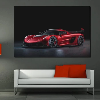 Mūsdienu Super Cool Ķiršu Sarkanu Sporta Auto Plakāti un Izdrukas Audekls Gleznas, Sienas, Mākslas Attēlus Dzīvojamās Istabas Dekors (Bez Rāmja)