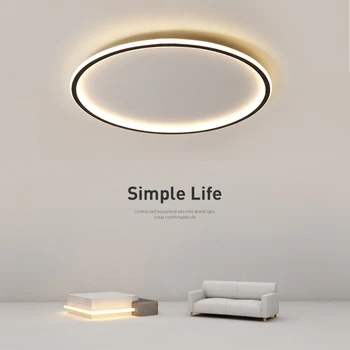 Mūsdienu Ultra Plānais LED dzīvojamā istabā Griestu lampas Melna/Balta, Apaļa, guļamistabas Griestu Lampas Bērnu istabas Apgaismojums