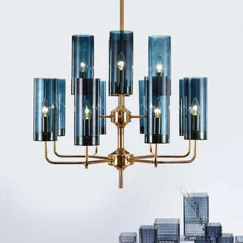 Mūsdienu Zila Stikla Konjaks lampu toņu, Lustras Eiropas Stila Lustra apgaismojums dzīvojamā istabā Lofte guļamistaba, mājas Dekoru