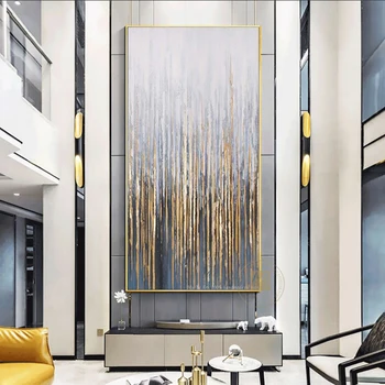 Mūsdienīga sienas māksla, attēlu, mājas apdare, eļļas glezna zelta liela vertikālā audekls art sienas gleznojums, lai dzīvojamā istaba anotācija