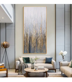 Mūsdienīga sienas māksla, attēlu, mājas apdare, eļļas glezna zelta liela vertikālā audekls art sienas gleznojums, lai dzīvojamā istaba anotācija