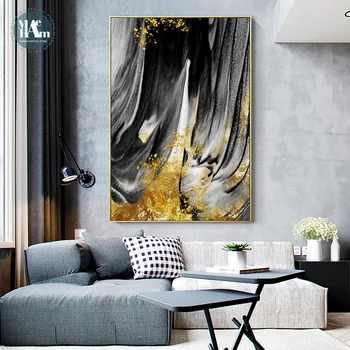 Mūsdienīga Sienas Māksla Zelta Audekla Gleznu Abstraktu upes tinte zelta foliju, Mākslas Plakātu Drukas Sienas Attēlu, lai Dzīvo, Veranda, Istabas Dekori