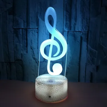 Mūzikas Piezīme 3D LED Optiskā Ilūzija Lampas Jaunums nakts gaisma 7 Krāsas Maiņa Pieskarieties Ieslēdziet Lampu, lai Bērniem Dzimšanas dienas USB&Akumulators